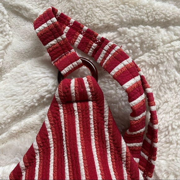 Cupshe Triangle Bikini Top Red & White Striped Size Large - Picture 5 of 9